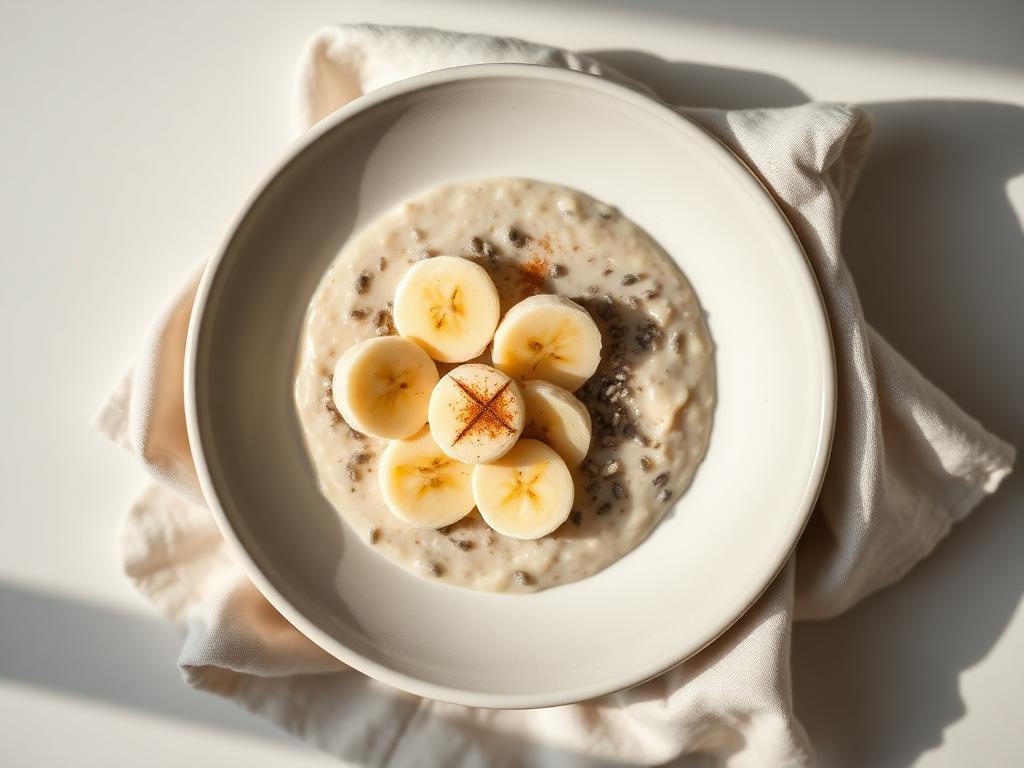 Mingau de aveia com banana e canela